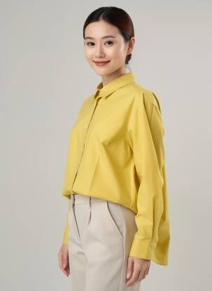 Chemisier tissage popeline manches longues vert MASAI femme