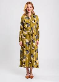 Robe longue imprimé fantaisie manches longues vert KING LOUIE femme