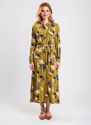 Robe longue imprimé fantaisie manches longues vert KING LOUIE femme