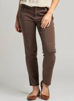 Pantalon slim tissage popeline taille normale marron COUTURIST femme