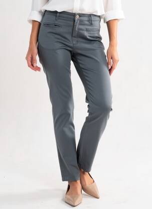 Pantalon slim tissage popeline taille normale gris COUTURIST femme