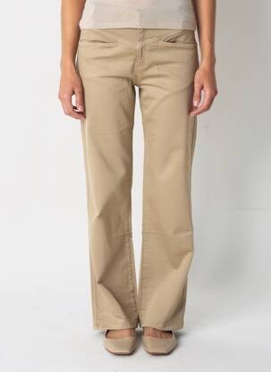 Pantalon droit tissage popeline taille haute marron COUTURIST femme