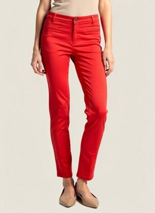 Pantalon slim tissage popeline taille normale orange COUTURIST femme
