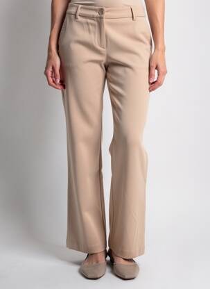 Pantalon droit tissage crêpe taille haute beige COUTURIST femme