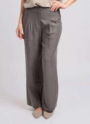 Pantalon large tissage popeline taille haute gris COUTURIST femme