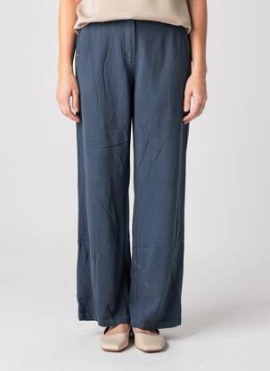 Pantalon droit tissage popeline taille haute bleu COUTURIST femme