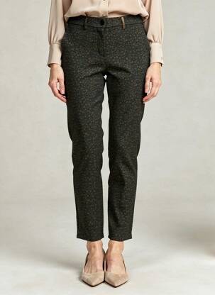 Pantalon chino fermeture zippée sous rabat boutonné taille normale noir COUTURIST femme
