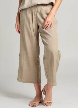 Pantalon 7/8 tissage popeline taille normale marron COUTURIST femme