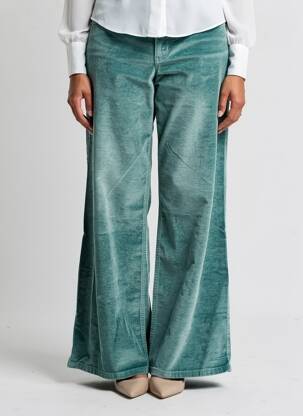 Pantalon large fermeture zippée sous rabat boutonné taille normale vert COUTURIST femme
