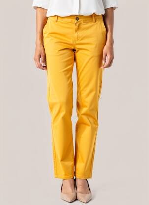 Pantalon chino tissage popeline taille normale orange COUTURIST femme