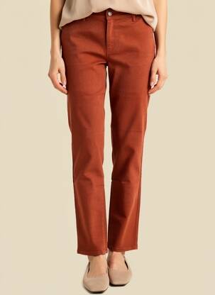 Pantalon chino tissage popeline taille normale orange COUTURIST femme