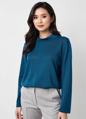 Pull manches longues manches longues bleu FRANCK ANNA femme