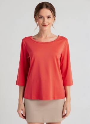 T-shirt manches 3/4 manches 3/4 rouge IMITZ femme