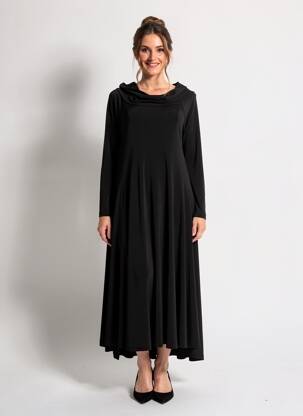 Robe longue manches longues manches longues noir MAT. femme
