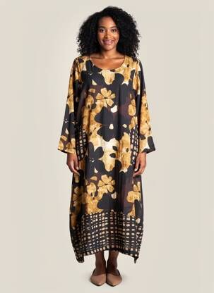Robe longue manches longues manches longues noir G!OZE femme