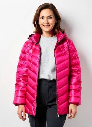 Doudoune manches longues a capuche rose CISO femme