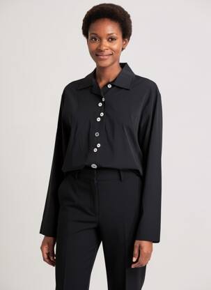 Chemisier coupe cintrée manches longues noir KOKOMARINA femme