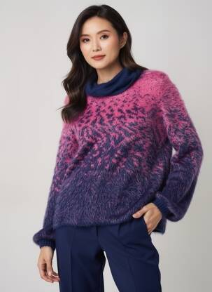 Pull stretch manches longues bleu MARBLE femme