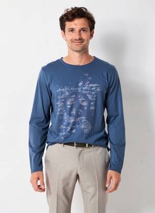 T-shirt coupe droite manches longues bleu LOVE MOSCHINO homme