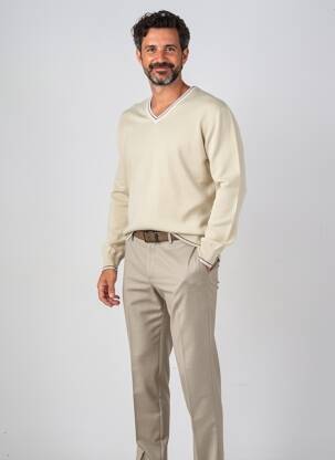Pull col v manches longues beige NANI BON homme