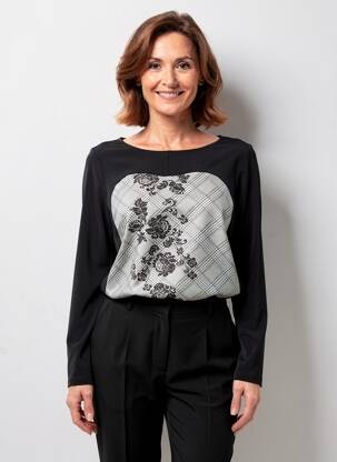 Top manches longues manches longues noir QUATRE VINGT JOURS femme