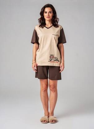 Pyjashort col v marron ROSE POMME femme