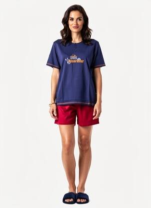 Pyjashort col rond bleu ROSE POMME femme