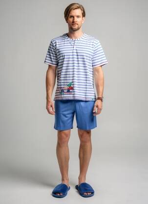 Pyjashort col rond bleu ROSE POMME homme