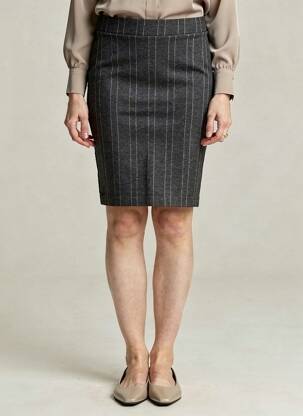 Jupe mi-longue stretch gris ICHI femme