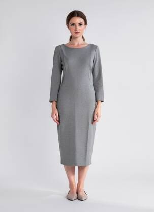 Robe mi-longue manches longues manches longues gris YAYA femme