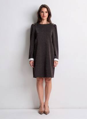 Robe courte manches longues manches longues noir EMA BLUE'S femme
