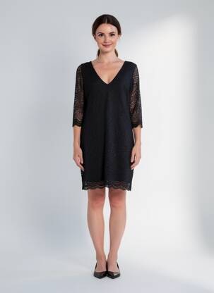 Robe courte manches 3/4 manches 3/4 noir REVD'ELLE femme