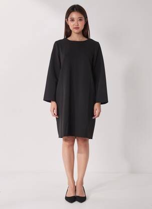 Robe mi-longue manches longues manches longues noir AKOZ DE TOI femme