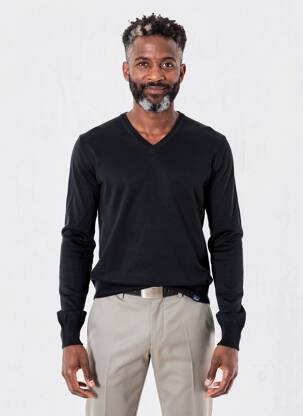 Pull col v manches longues noir FACONNABLE homme