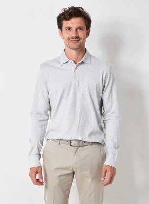 Polo tissage chiné manches longues gris HACKETT homme