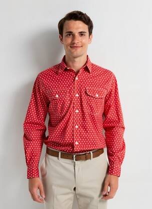 Chemise manches longues poches rouge RALPH LAUREN homme