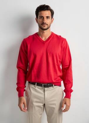 Pull col v manches longues rouge FACONNABLE homme
