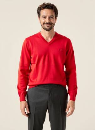 Pull col v manches longues rouge FACONNABLE homme