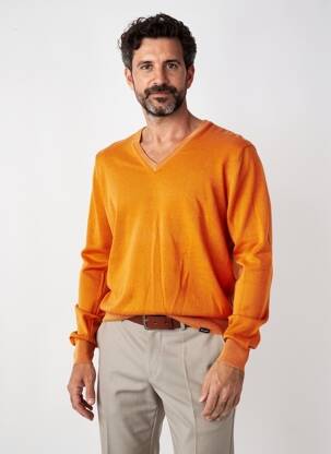 Pull col v manches longues orange FACONNABLE homme