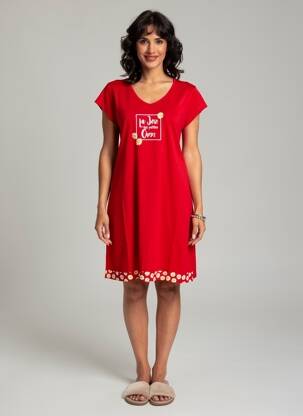 Chemise de nuit col v rouge ROSE POMME femme
