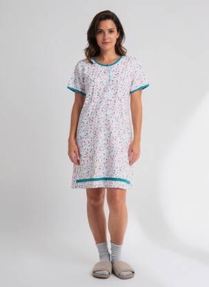 Chemise de nuit manches courtes blanc ROSE POMME femme