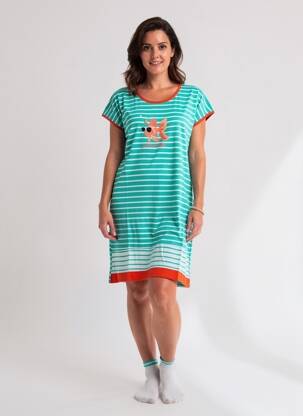 Chemise de nuit imprimé rayures bleu ROSE POMME femme