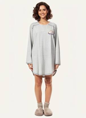 Chemise de nuit manches longues gris ROSE POMME femme