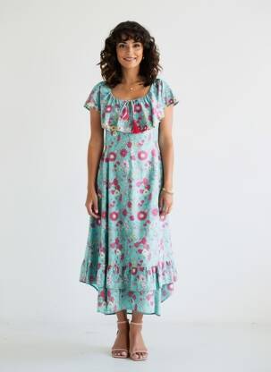 Robe longue manches courtes manches courtes vert RHUM RAISIN femme