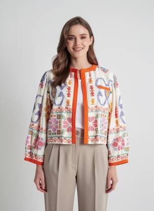 Veste chic tissage crêpe orange LUNA LLENA femme
