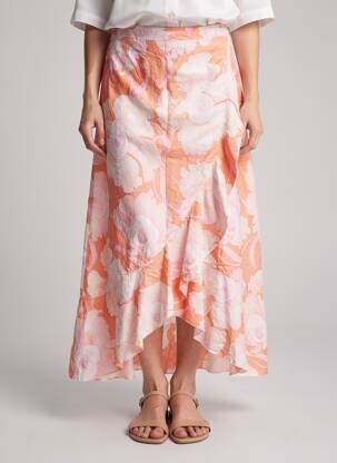 Jupe longue taille élastique orange BRIGITTE BARDOT femme
