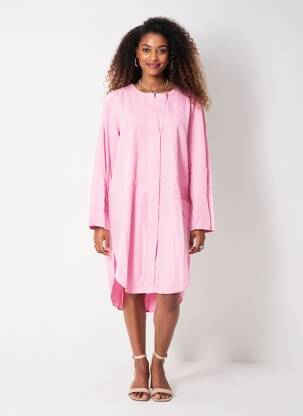 Robe mi-longue manches longues manches longues rose COUTURIST femme