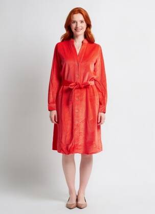Robe mi-longue manches longues manches longues rouge COUTURIST femme