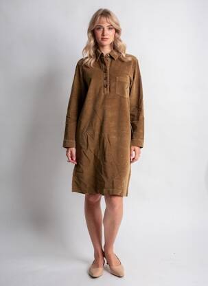 Robe mi-longue manches longues manches longues marron COUTURIST femme