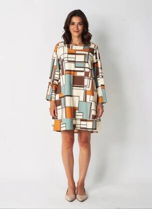 Robe courte manches longues manches longues beige COUTURIST femme
